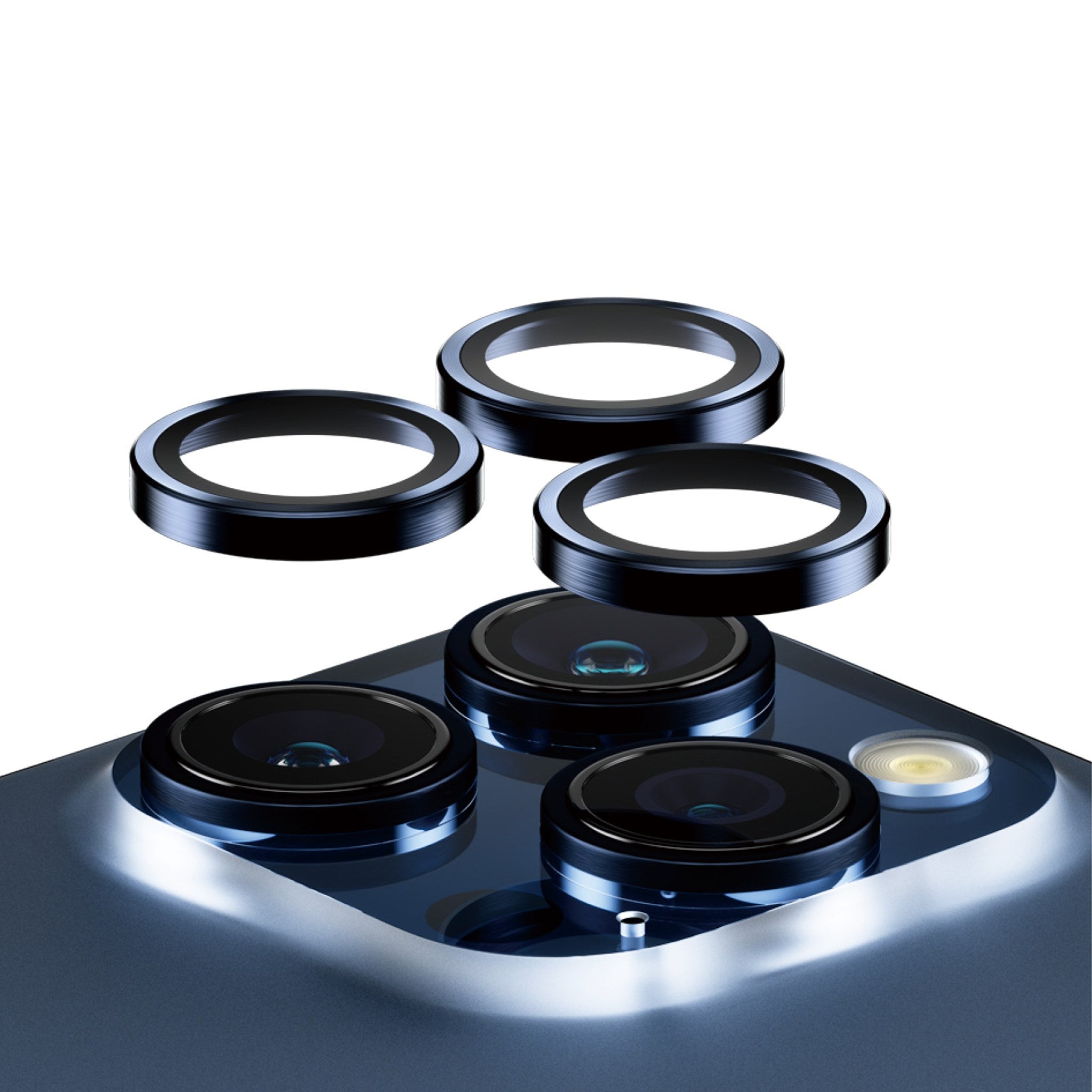 PanzerGlass® Hoops® Blå Metal Kameralinsebeskytter iPhone 15 Pro | 15 Pro Max
